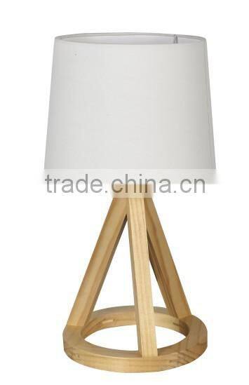 Hand made wood table lamp, natural wood base, T/C shade, CE, SAA, ROHS