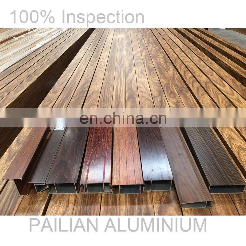 6063 t5 Wooden grain Coating standard size aluminium rectangular hollow section for furniture decoration