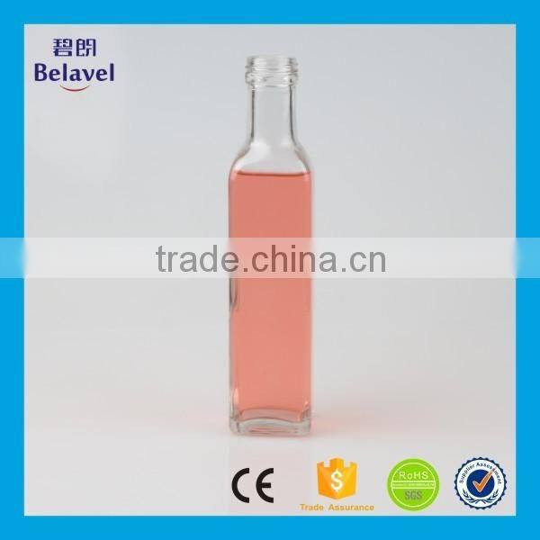 High quality 250ml clear square glass olive oil bottle