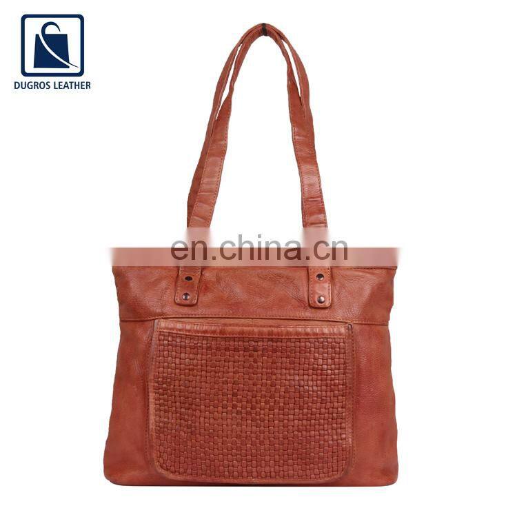 Cotton Lining Material Fashion Designer Modern Look Women Genuine Leather Handbag