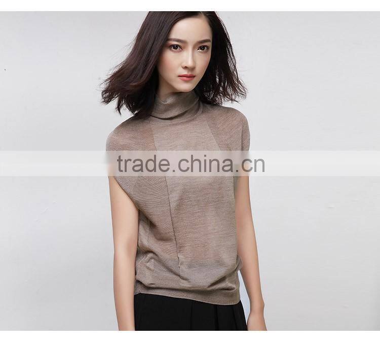 summer popular female short-sleeved shirt loose knit wool sleeveless vest sweater