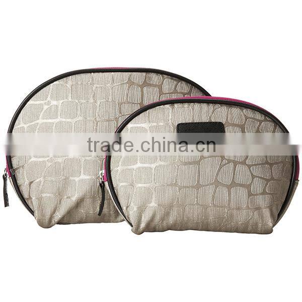 Fashion Gold Stone Pattern 2 Piece Shell Shape Cosmetic Bag Set Leather