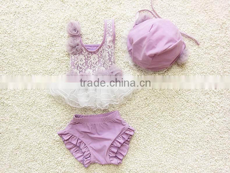 2015 Hot Sale Kids Bikini With Hat Soft Wear Children Swimwear For Girls Kids Swimwear