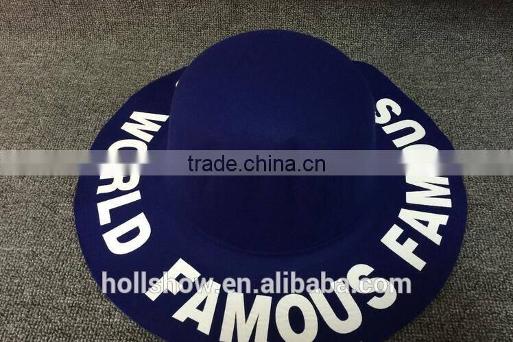 Fashion Korean FAMOUS WORLD Printed Wide Brim Lady Women's Dome Fedora Bucket Caps