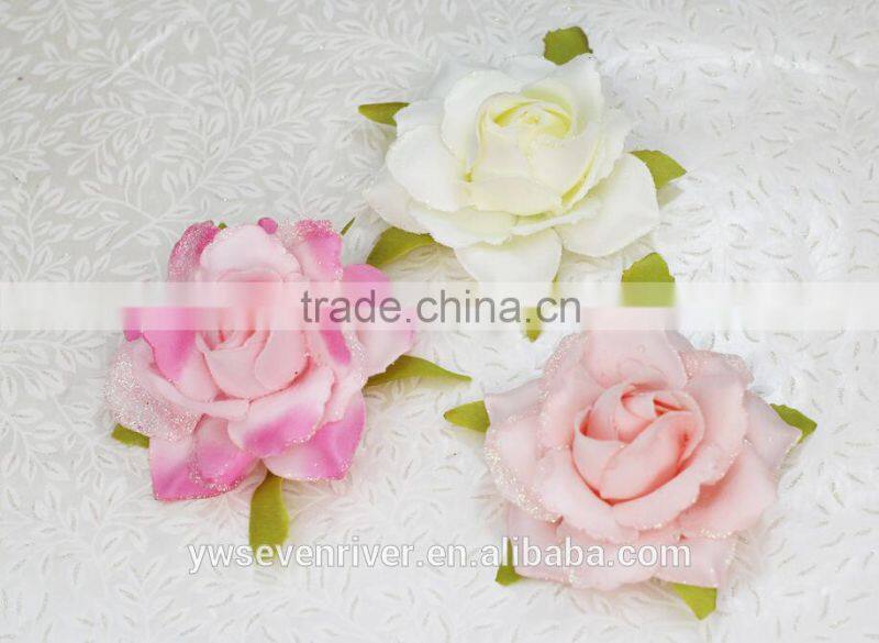 Bright pink simulation edge rose 8 cm flower heads Artificial silk cloth DIY wedding flowers Direct selling small wholesale