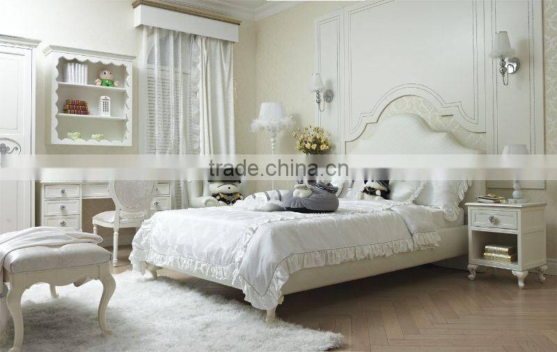 Hot sale kids furniture white color princess design children bedroom furniture set