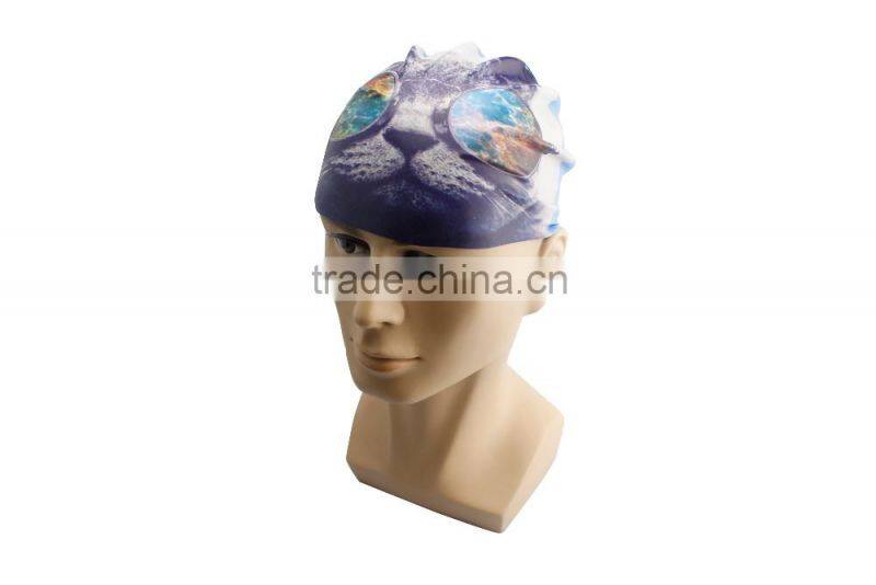 Fashionable Quality Adult / Kid sizes customized logo printed waterproof silicone swimming cap 100%