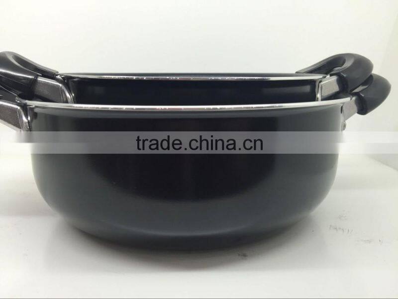 Black Large Aluminum Nonstick Ceramic Coating Cooking Pot Stock Pot with bakelite handle cookware set