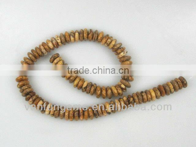 Gemstone picture jasper rondelle beads for jewelry