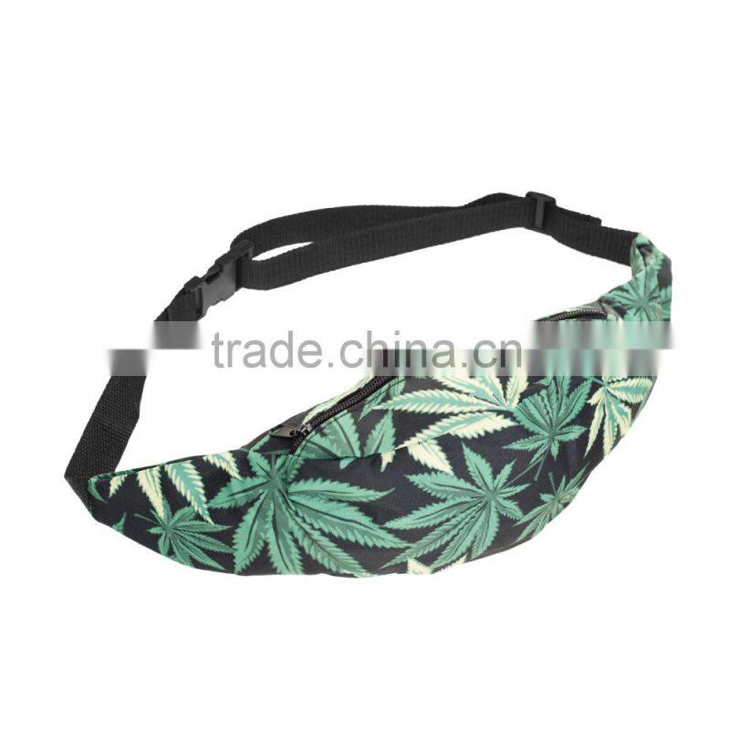 fashion waist belt with hot 3d print black belt waist bag high quality wholesale travel belt bag with zippers pouch purses cases