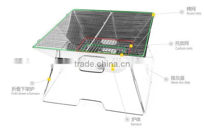 outdoor stainless steel foldable picnic charcoal BBQ stove