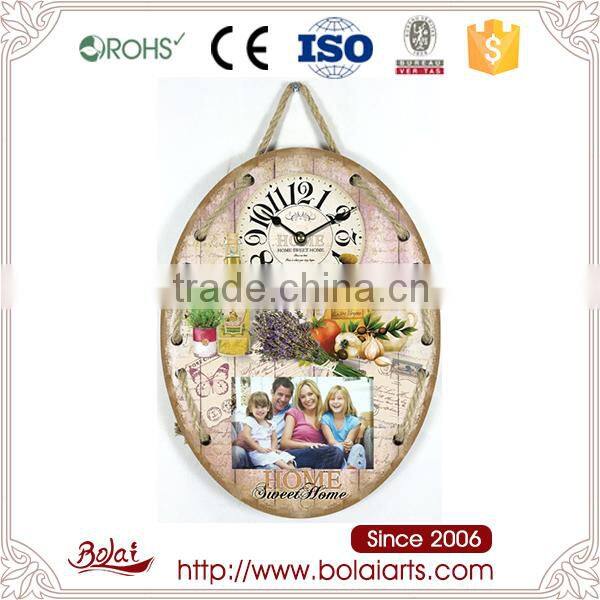 Promotional vegetables and flowers pattern hanging mdf wood clock face