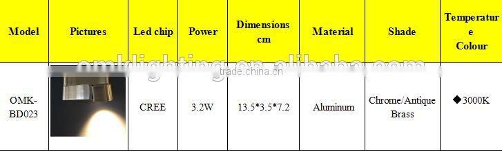 Gold hotel wall lamp 1*3W foldable LED Wall Light with driver OMK-BD023