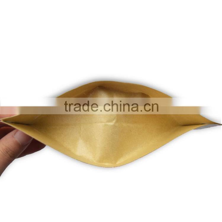 16x18cm food grade kraft paper +pe lamination printing zipper bag with bottom gusset