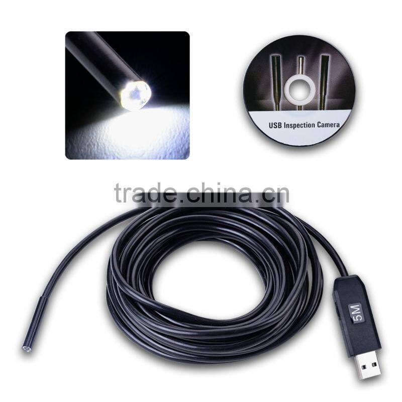 Mini USB Waterproof 5.5mm Inspection Camera with 10m Cable 6 LEDs Lights Endoscope