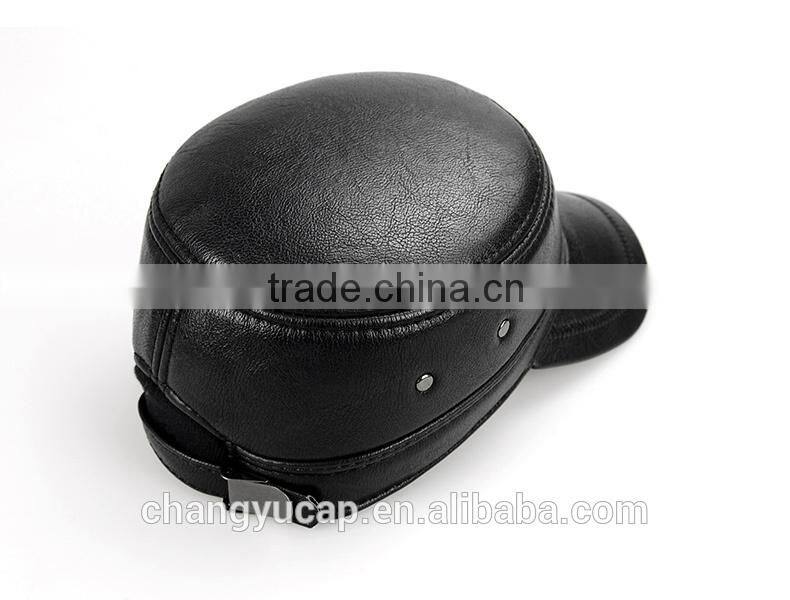 Haute Couture PU Flat Cap/Ear protection Cap/Cotton-Padded Cap