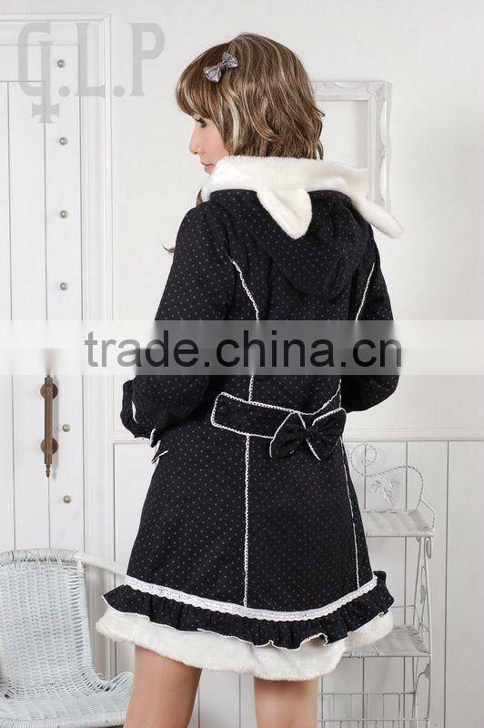 Cotton Black Polka Dot Lace Lolita Blouse 81039