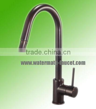 single lever pull out spray kitchen sink faucet in oil rubbe bronze
