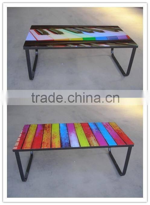 Rainbow Glass Coffee Table,colorful coffee table For Sale