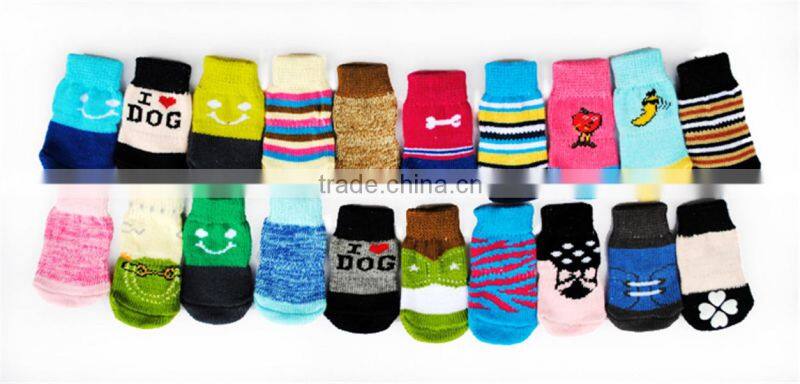 Ladybug pet doggie socks / dog footwear with slip-resistant rubber back