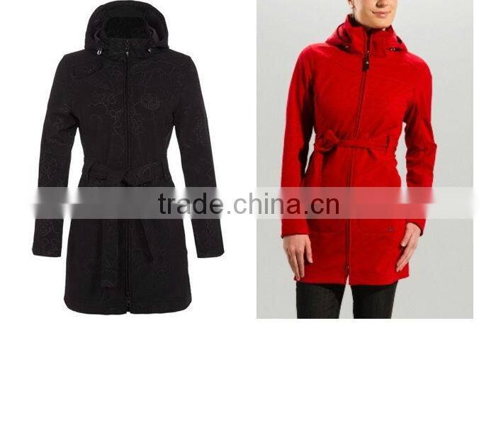 high quality women parka softshell bonded fleece waterproof women parka with hidden hood
