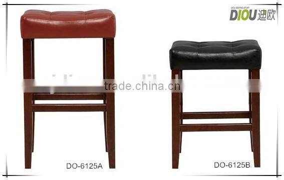 PU solid wood frame bar stool chair with sewing thread & pull points on the cover -promotion low price hot sale (DO-6125B)