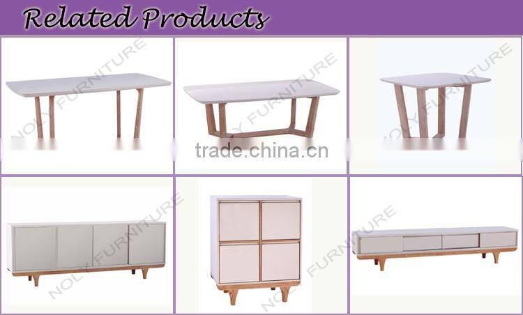 Living room furniture set matt glossy white table wooden coffee table modern