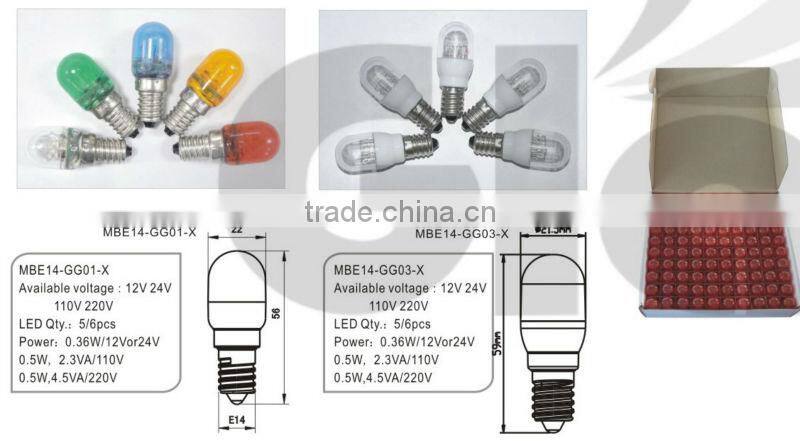 12V/24V/220V/220V 0.5w e14 led bulb for holiday decoration
