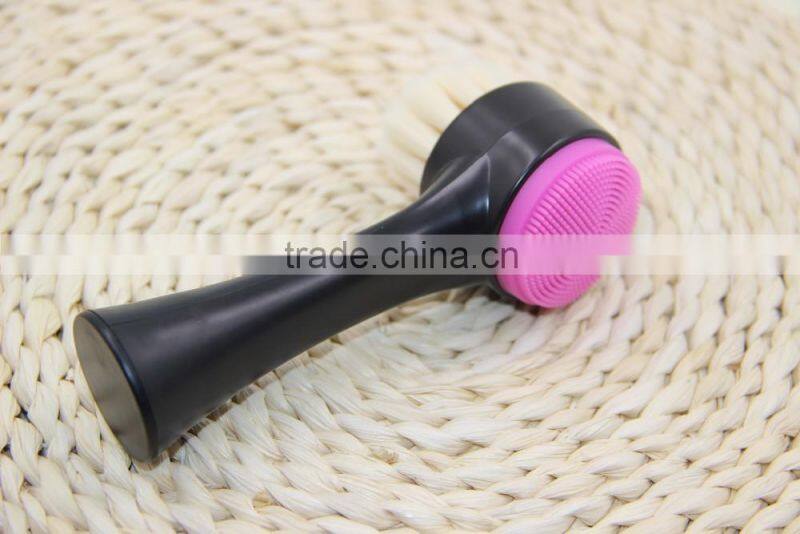 Newly skin care two sides silica gel add bristles face brush massage for women&men