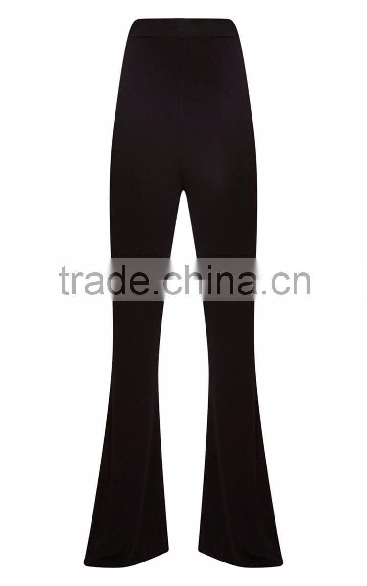 Custom hot sexy slimming women stretch pants, new arrival women black flared trousers