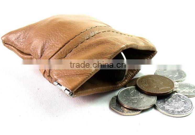2016 factory price coin purse luxury leather coin wallet mini squeeze change wallet