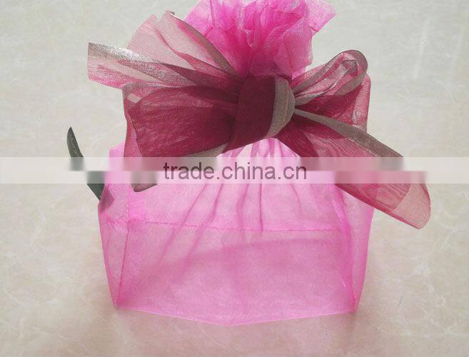 unique green organza candy bag with ribbon