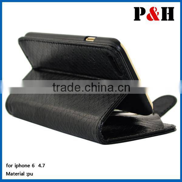 Hot Magnetic Leather Case For iPhone 6 Wallet Case PU leather case with Card Holder