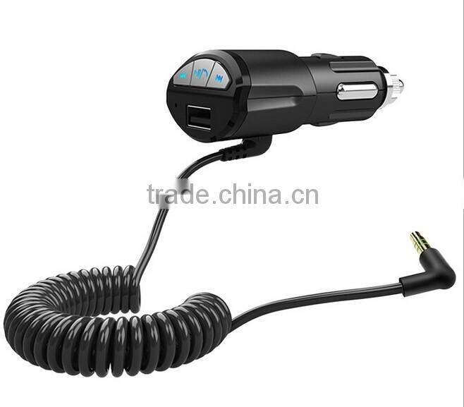 3.5mm Car Handsfree Bluetooth AUX Music Stereo Audio Receiver Adapter with 2.1A USB Charger