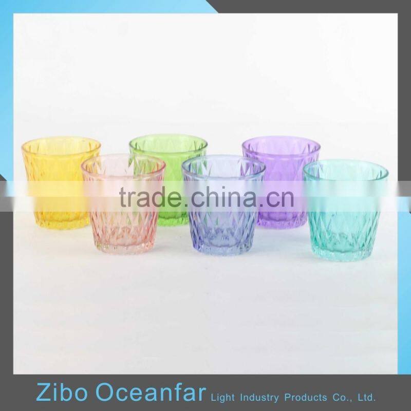 High Quality Colored Candle Cup Holder Round Bulk Glass Votive Candle Holders