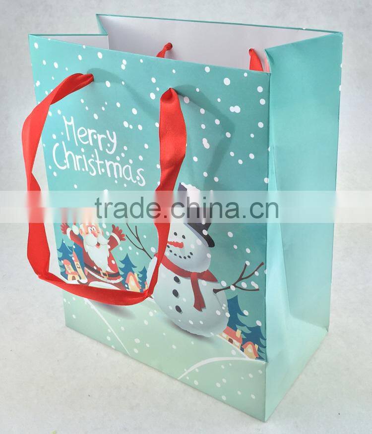Christmas Gift Bag Red satin Ribbon and tag