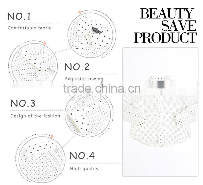 fresh white with black dots boys cotton shirt set