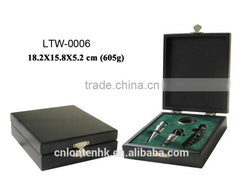 custom wooden wine gift box with wine opener