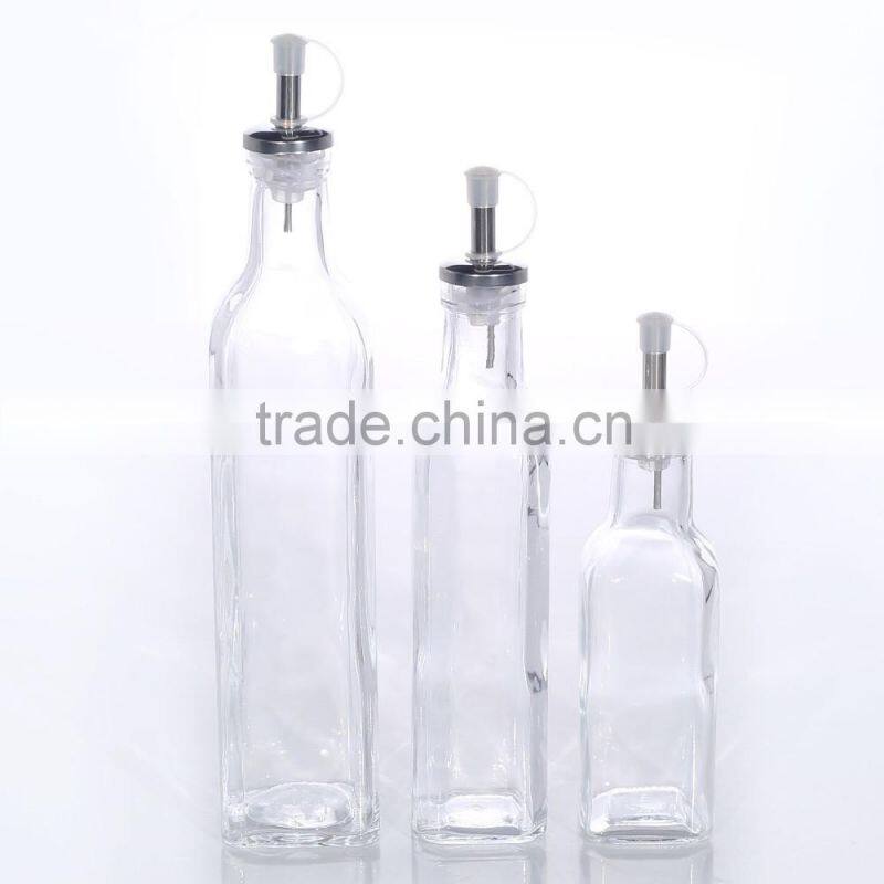 200ml Clear Square Glass Oil Bottle With White Lid