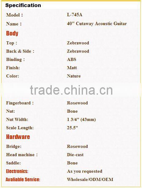 40inch woods acoustic guitar,custom acoustic guitar,best beginner acoustic guitar China supplier
