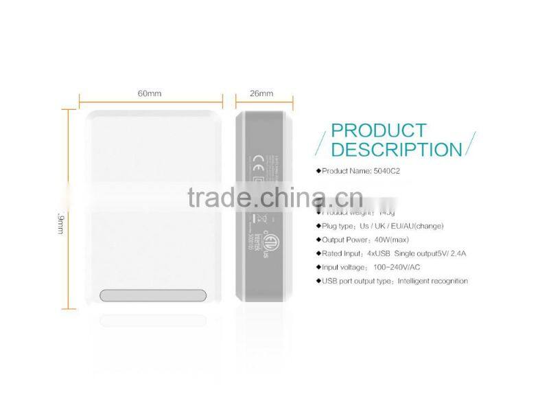 40W 8A 5 Port Smart Intelligent Desktop USB Wall Travel Charger Adapter Charging Station for smart phones and tablet