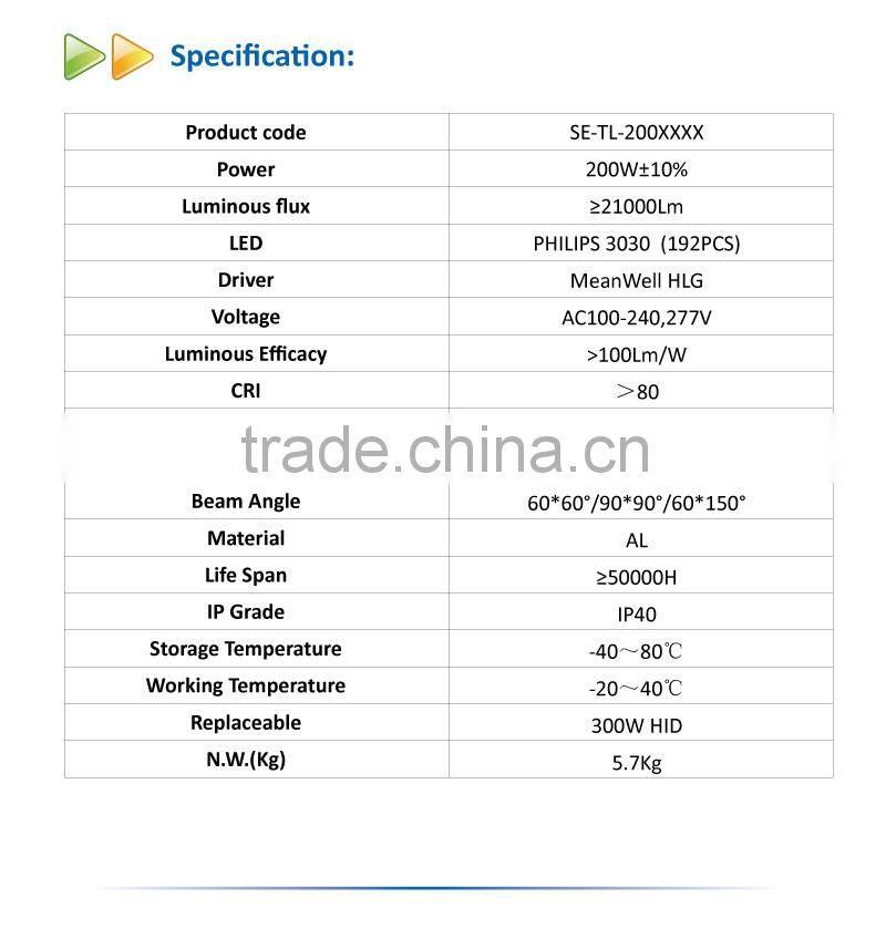 Outdoor 200W LED Tunnel Light