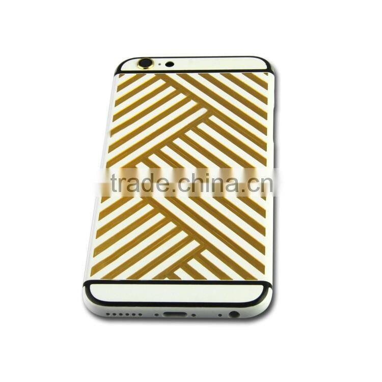 shiny white plated and gold engraved housings for iPhone 6s 4.7