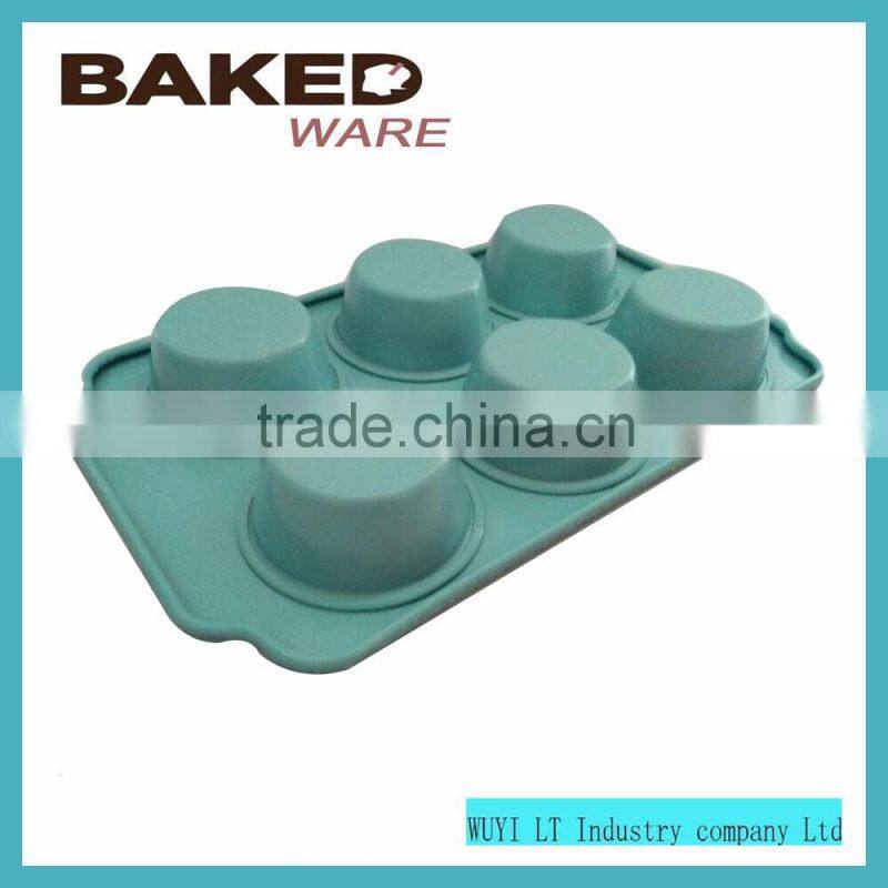 Eco-friendly oven safe heat resistant large muffin pan for 6 pcs