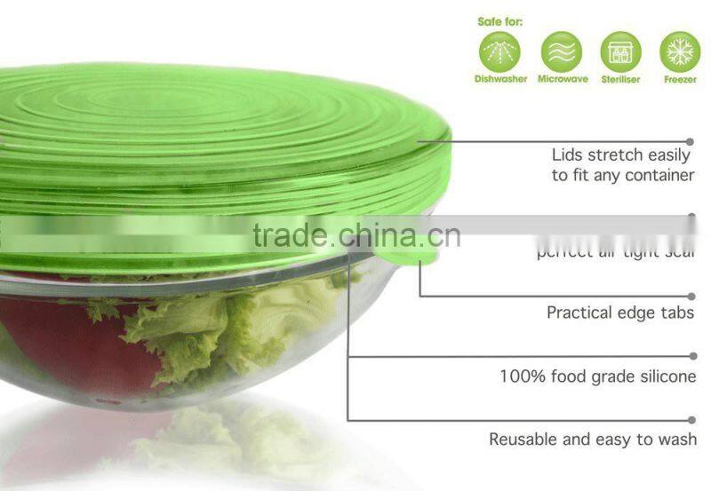 OEM silicone stretch lids set of 5 , Silicone Cup translucent lids