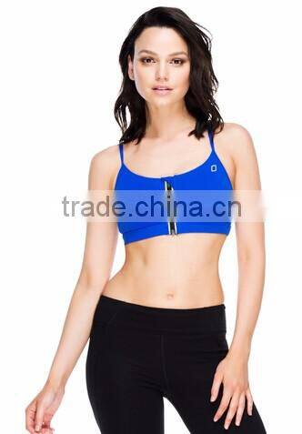 Trendy Design Women Sports Bra Front Zipper Support Yoga Top