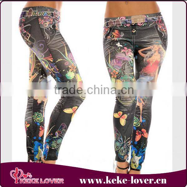 wholesale cheap latest ladies fashion trouosers designer animal printed tight leggings new model vintage women jeans