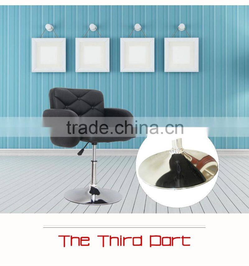 Vintage coffee leather bar stool with buttons