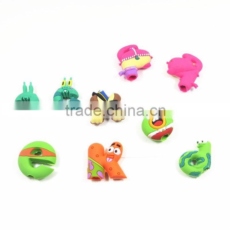 Custom letter design pvc rubber pencil topper/ pen topper