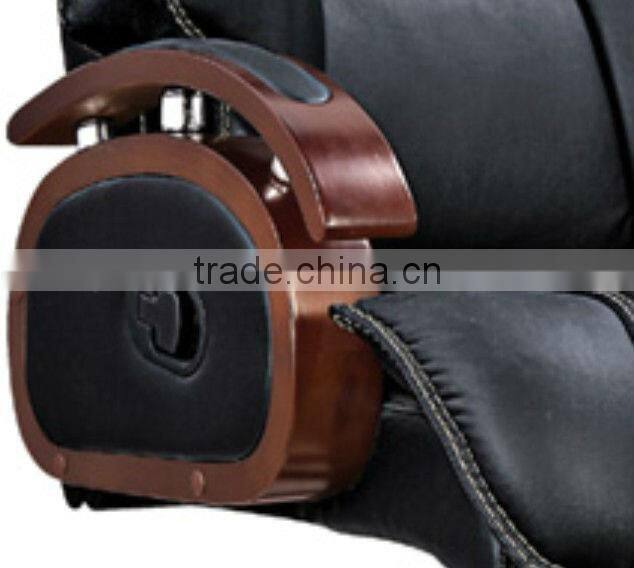 Antique reclining woodern swivel chair,high quality black leather chair